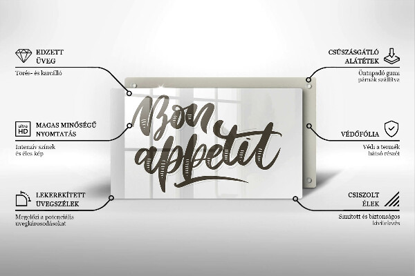 Osłona płyty indukcyjnej Napis Bon Appetit