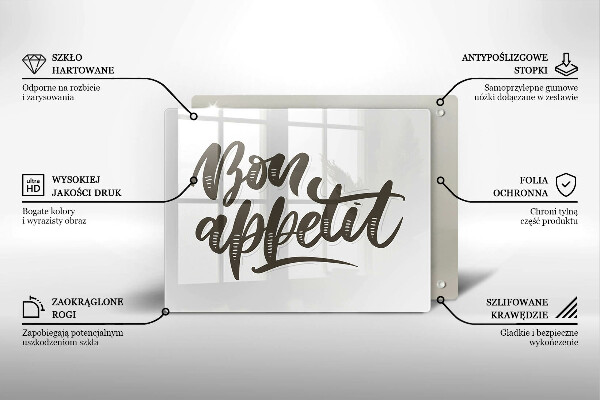 Osłona płyty indukcyjnej Napis Bon Appetit
