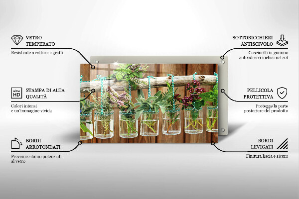 Osłona ściany przy kuchence gazowej Zioła rośliny vintage