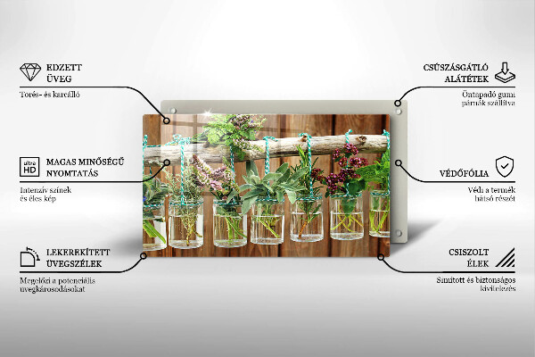 Osłona ściany przy kuchence gazowej Zioła rośliny vintage