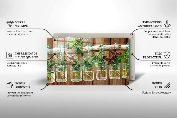 Osłona ściany przy kuchence gazowej Zioła rośliny vintage