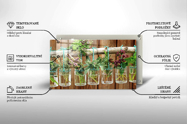 Osłona ściany przy kuchence gazowej Zioła rośliny vintage