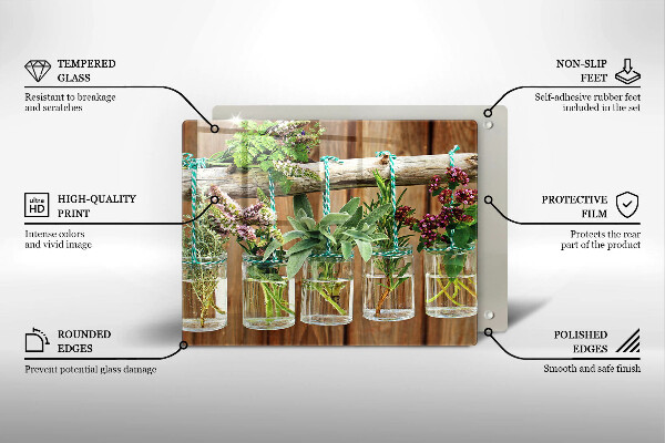 Osłona ściany przy kuchence gazowej Zioła rośliny vintage