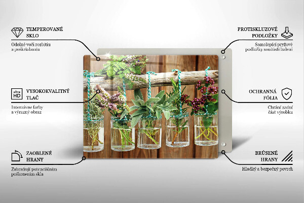 Osłona ściany przy kuchence gazowej Zioła rośliny vintage