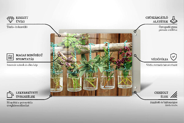Osłona ściany przy kuchence gazowej Zioła rośliny vintage