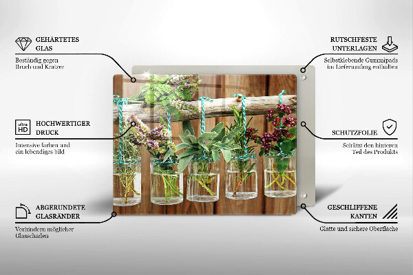 Osłona ściany przy kuchence gazowej Zioła rośliny vintage
