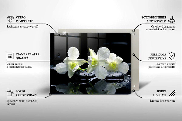 Osłona ściany przy kuchence gazowej Białe kwiaty w wodzie Zen