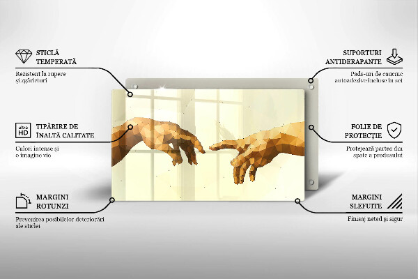 Szkło na płytę indukcyjną Stworzenie Adama dłonie