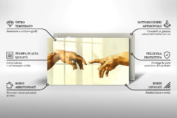 Szkło na płytę indukcyjną Stworzenie Adama dłonie