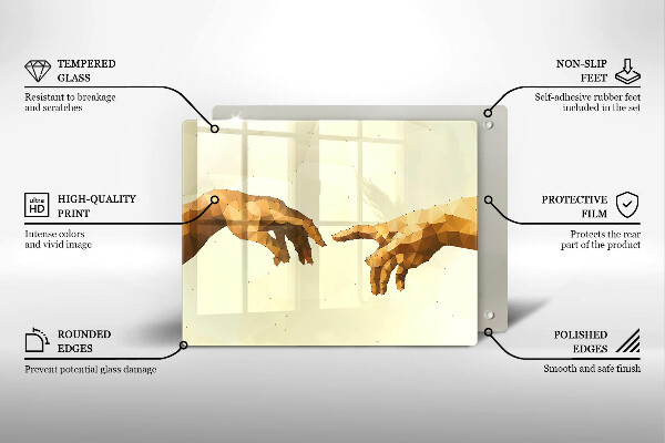 Szkło na płytę indukcyjną Stworzenie Adama dłonie