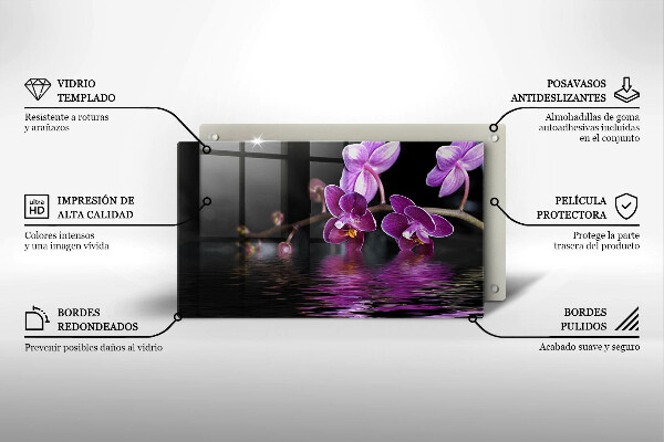 Osłona ściany przy kuchence gazowej Orchidea woda zen