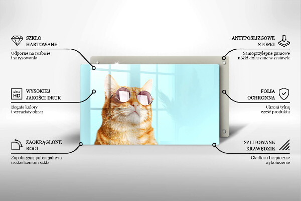 Osłona ściany przy kuchence gazowej Rudy kot w okularach