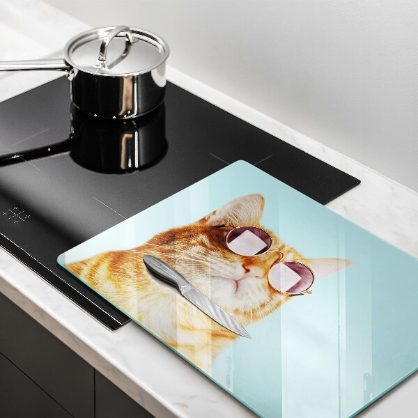 Osłona ściany przy kuchence gazowej Rudy kot w okularach