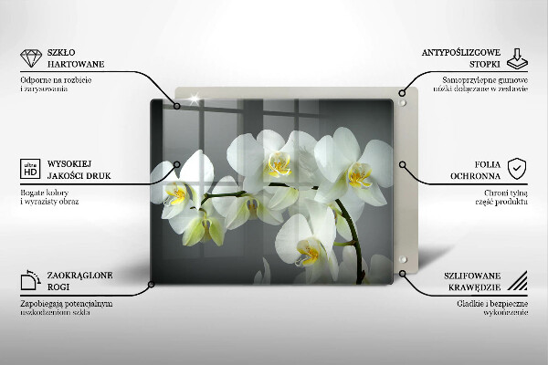 Szkło na płytę indukcyjną Kwiaty biała orchidea
