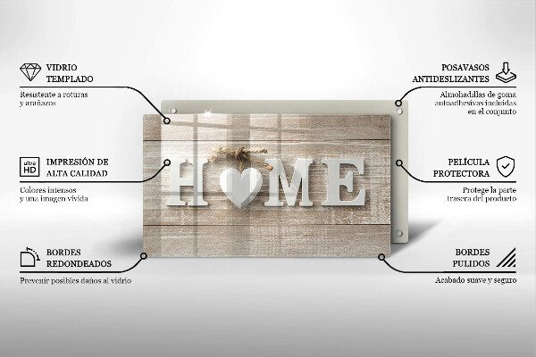 Szkło na płytę indukcyjną Deski i napis Home