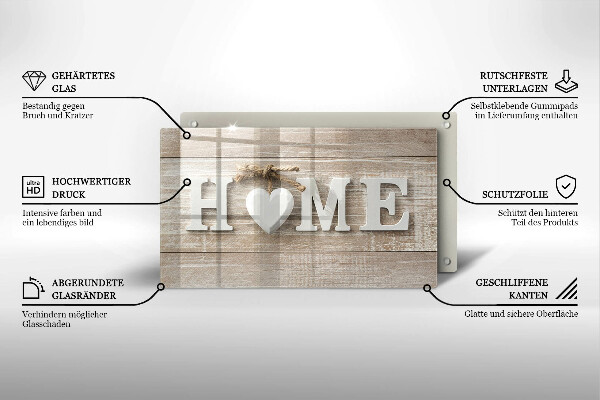 Szkło na płytę indukcyjną Deski i napis Home