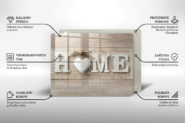 Szkło na płytę indukcyjną Deski i napis Home