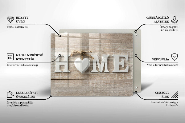 Szkło na płytę indukcyjną Deski i napis Home
