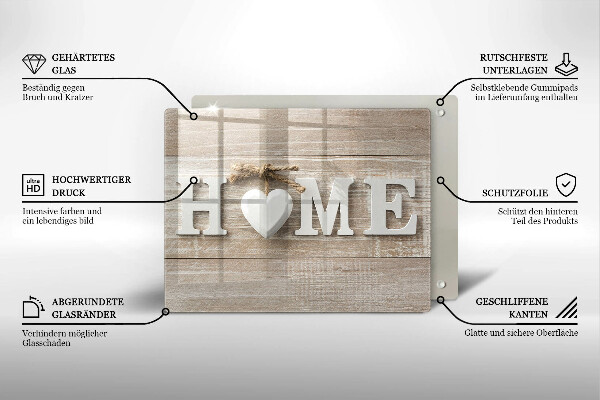 Szkło na płytę indukcyjną Deski i napis Home
