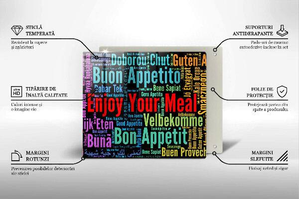 Osłona ściany przy kuchence gazowej Napisy Smacznego języki
