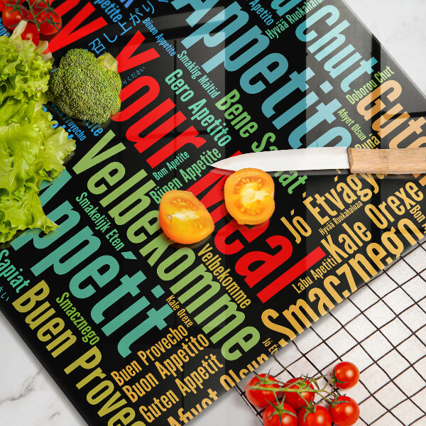 Osłona ściany przy kuchence gazowej Napisy Smacznego języki