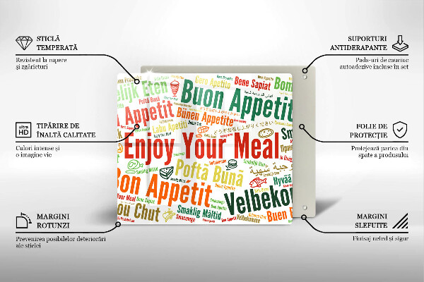 Osłona ściany przy kuchence gazowej Napisy Smacznego języki