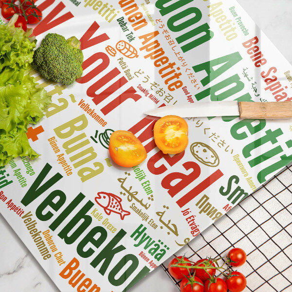 Osłona ściany przy kuchence gazowej Napisy Smacznego języki