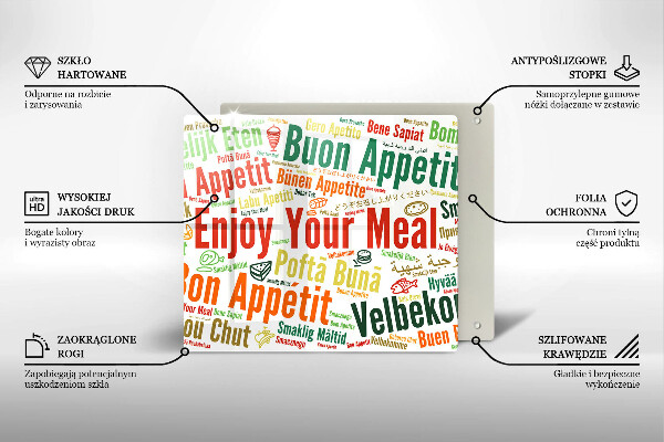 Osłona ściany przy kuchence gazowej Napisy Smacznego języki