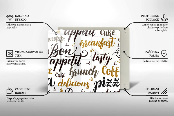 Osłona ściany przy kuchence gazowej Napisy Bon appetit