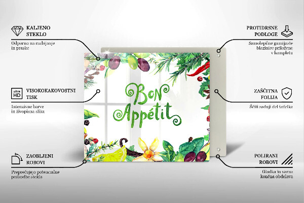 Osłona ściany przy kuchence gazowej Napis Bon Appetit