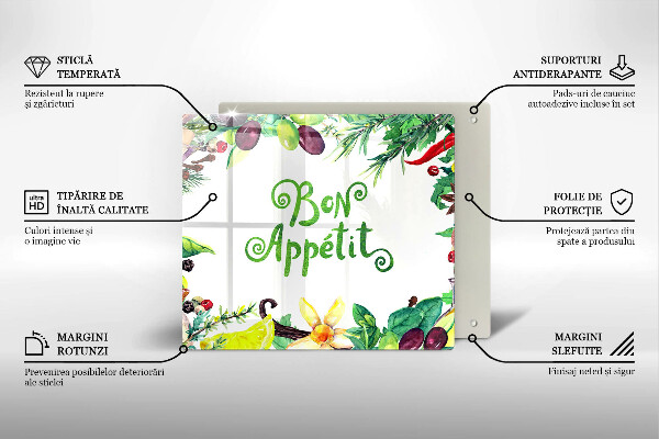 Osłona ściany przy kuchence gazowej Napis Bon Appetit