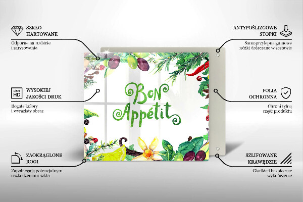 Osłona ściany przy kuchence gazowej Napis Bon Appetit