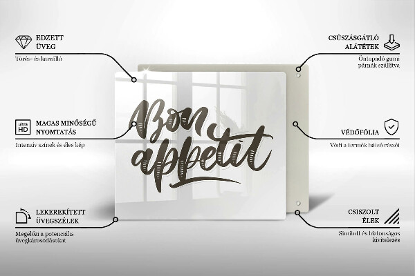 Osłona do płyty indukcyjnej Napis Bon Appetit