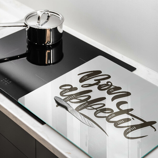 Osłona do płyty indukcyjnej Napis Bon Appetit