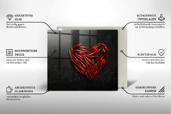 Płyta ochronna na kuchenkę Papryki chili serce