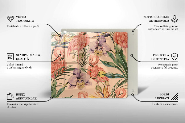 Osłona ściany przy kuchence gazowej Ilustracja flamingi