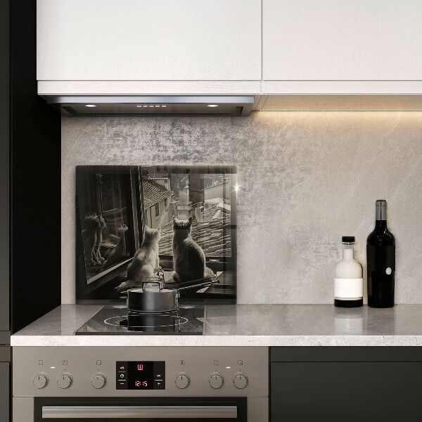 Osłona ściany przy kuchence gazowej Koty miasto i okno