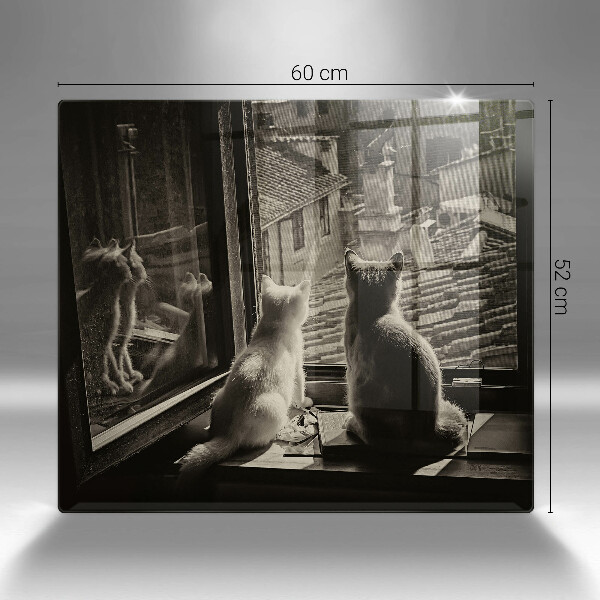 Osłona ściany przy kuchence gazowej Koty miasto i okno