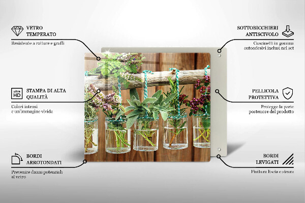 Osłona ściany przy kuchence gazowej Zioła rośliny vintage