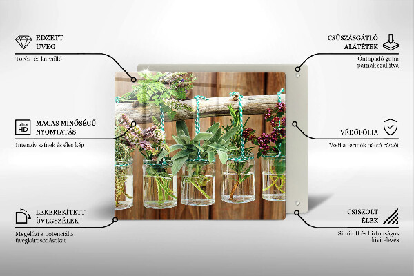 Osłona ściany przy kuchence gazowej Zioła rośliny vintage