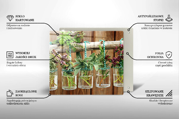 Osłona ściany przy kuchence gazowej Zioła rośliny vintage