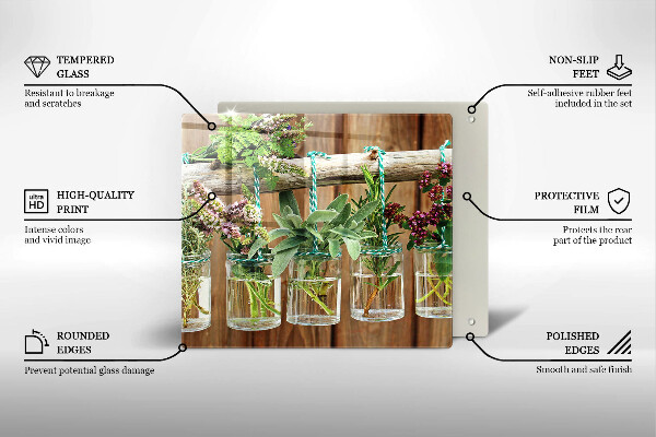 Osłona ściany przy kuchence gazowej Zioła rośliny vintage