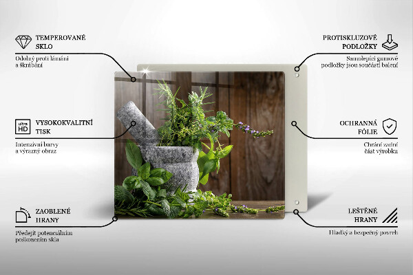 Osłona ściany przy kuchence gazowej Rośliny zioła i drewno