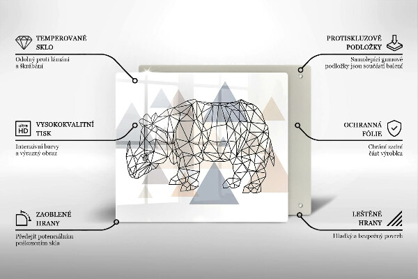 Osłona ściany przy kuchence gazowej Line-art nosorożec