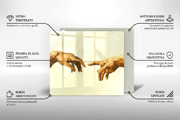 Płyta ochronna na kuchenkę Stworzenie Adama dłonie