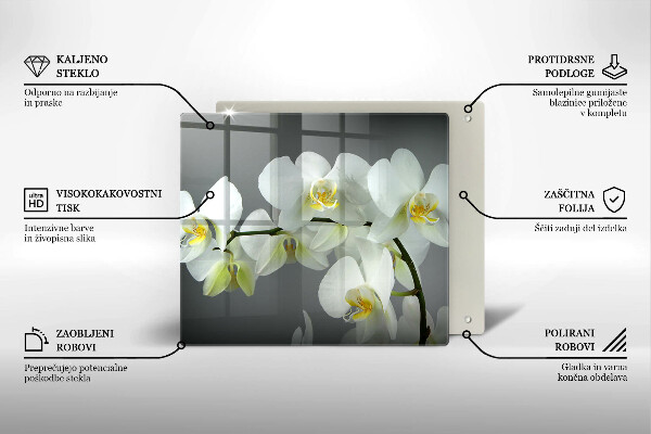 Osłona ściany przy kuchence gazowej Kwiaty biała orchidea