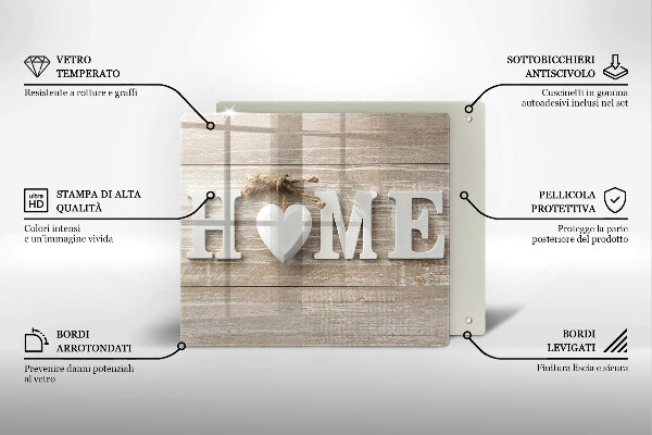 Osłona ściany przy kuchence gazowej Deski i napis Home