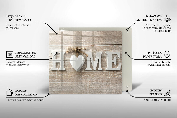 Osłona ściany przy kuchence gazowej Deski i napis Home