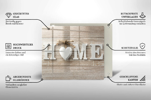 Osłona ściany przy kuchence gazowej Deski i napis Home