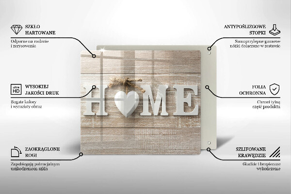 Osłona ściany przy kuchence gazowej Deski i napis Home